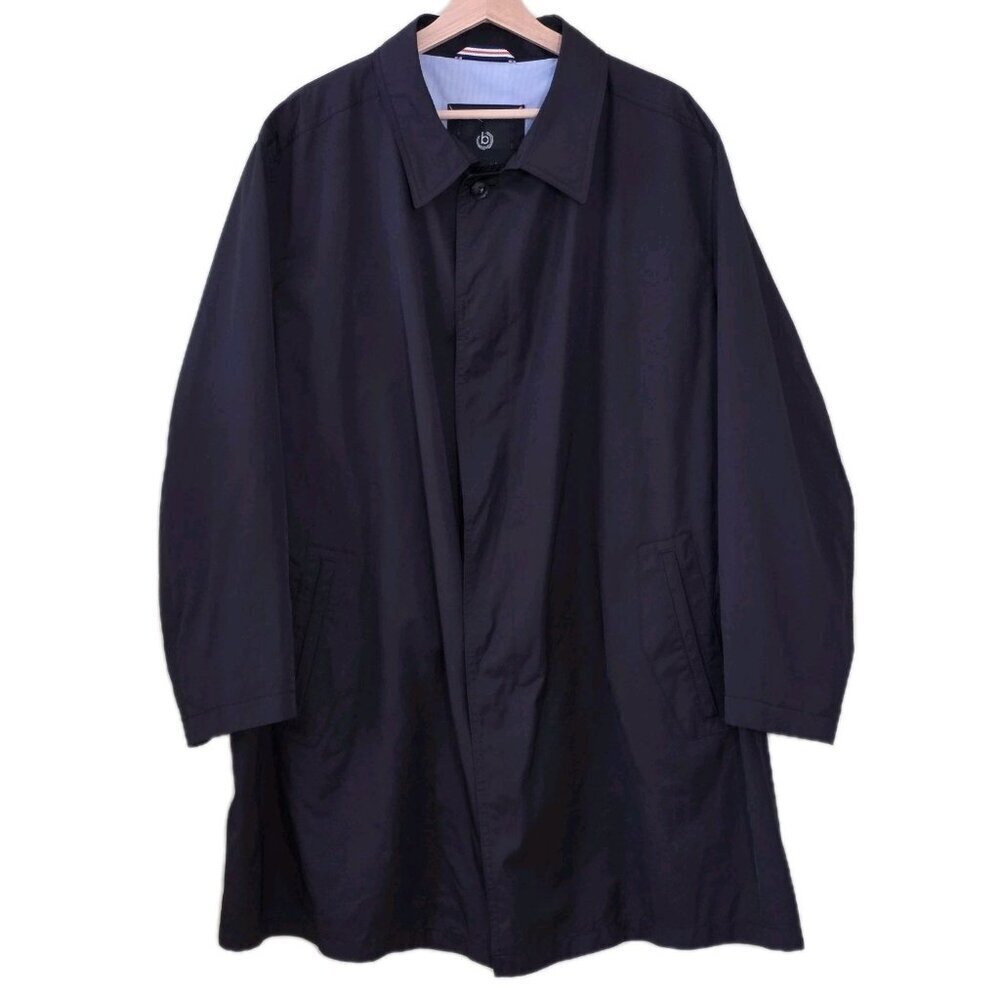 Bugatti Coat Men 52R Black Water Repellent Mackintosh Buttons Pockets Minimalist
